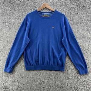 Napapijri Sweater Mens Medium Blue Cotton Lightweight Flag Crew Neck Pullover